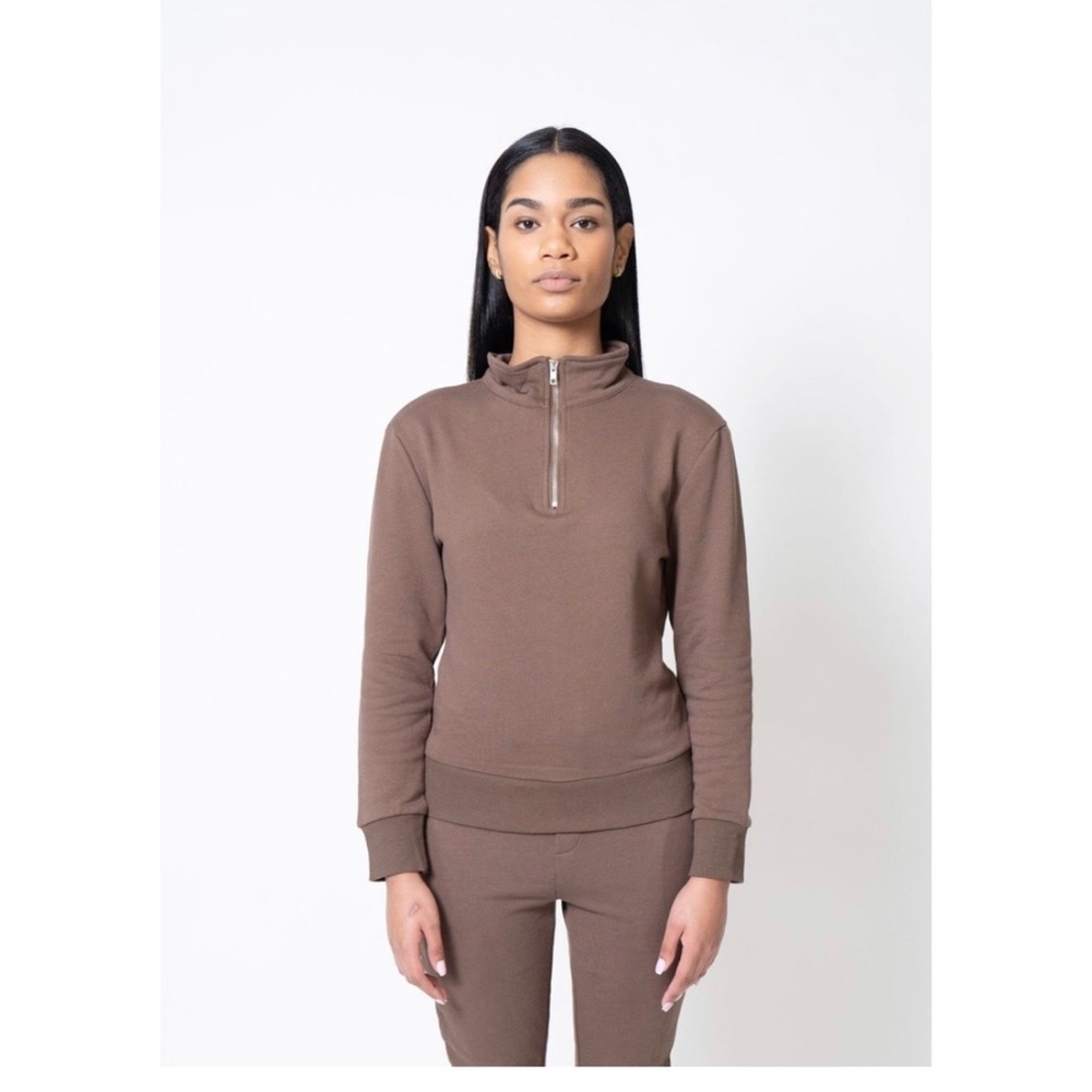 Half Zip Sweatshirt in Mocha - The Label